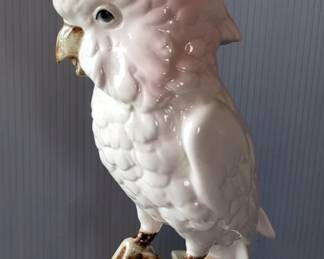 Royal Dux Hand Painted Czech Porcelain Cockatoo, 16" Tall
