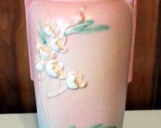 Roseville Pottery Handled Art Deco 11" Vase, And Footed Planter Pot