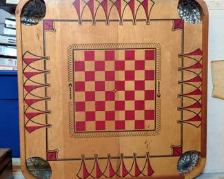Carrom Table Top Game Boards, Qty 2, Includes Game Pieces And Queue Sticks