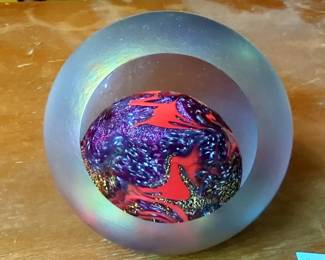 Glass Eye Studio Celestial Series Mars And Earth Paper Weights, Qty 2, Both With Paper Work