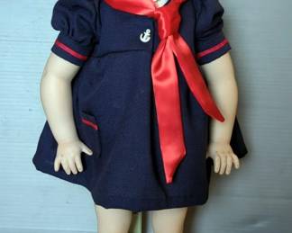 Shirley Temple Handcrafted Reproduction 25" Porcelain Doll With Stand