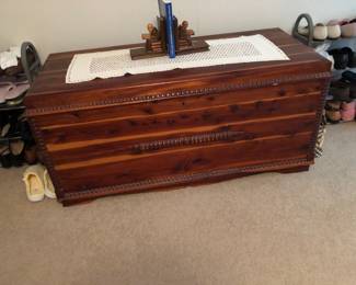 Vintage cedar chest with tray & key $250.