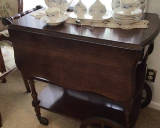 Early American tea cart $450., Snow Bone China teapot set  is sold.