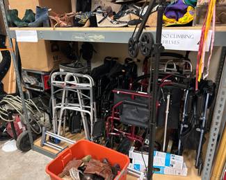 Medical equipment- walkers, wheelchairs, motorized wheelchair, IV stand, canes