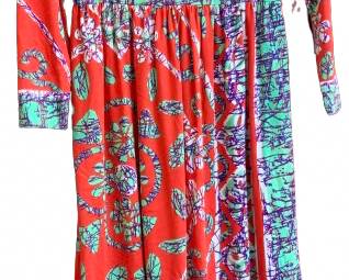 70s Over the top Printed Maxi Gown