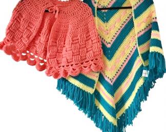 Hand knit vintage capelet and cool poncho