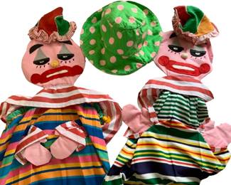 Vintage Bucket Hat and 60s Clown Laundry Baskets