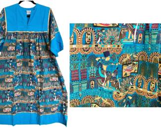 1960s Egyptian Print Dress
