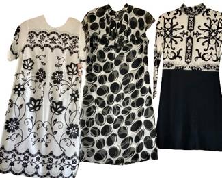 60s LOVE! Op Art Chiffon Cocktail and Cirette of Calif Poly Print and Martha Manning Original