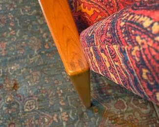 Teak easy chair armrest detail