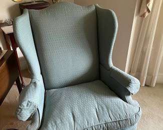 Blue upholstered  wing chairs by Fairington X2