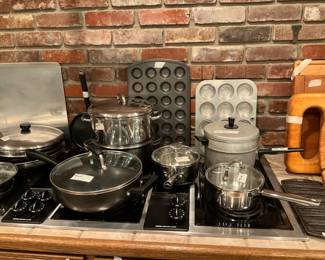 Kitchen - pots, pans, skillet with lid, muffin pans 