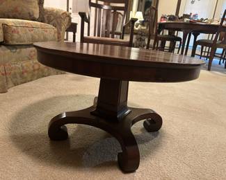 Small, short round table in den