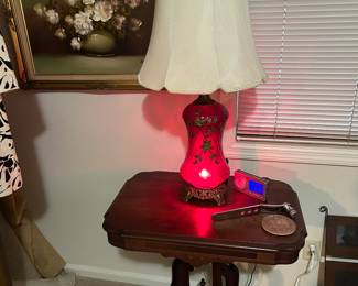 Beautiful lamp on vintage table 
