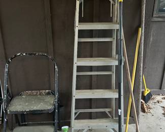 Ladder, step stool and various brooms & handles