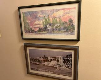 Hallway signed artwork  Signed Debra Chase Grand Cayman & "Storm Warnings" limited edition Jim Booth print