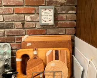 Cutting boards, cornbread skillet, miscellaneous 