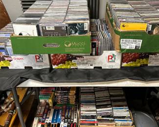 Lots of CD DVDs, VHS, cassettes and records
