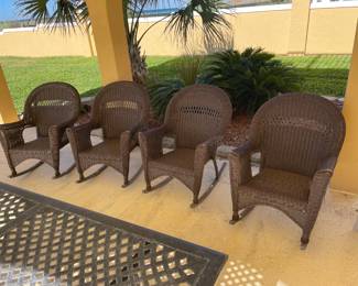 Outdoor wicker "resin" rocking chairs. 
