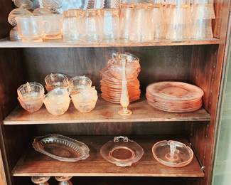 Pink depression glass 