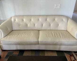 Cream Leather Sofa.