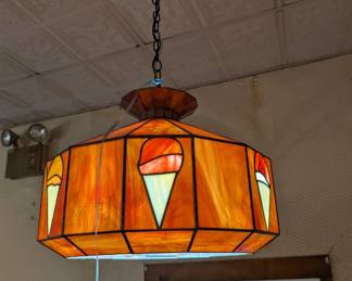 Tiffany style ice cream parlor lamp. Three Available