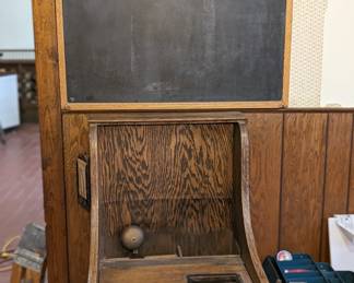 Old Chalk Board, Vintage Oak Cash Register with Printer and Cash Drawer