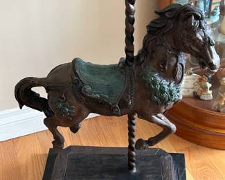 Beautiful Bronze carousel horse with marble base. 