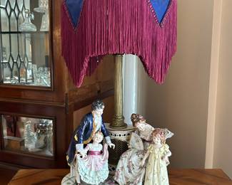 Porcelain family figural lamp circa 1890 from France
