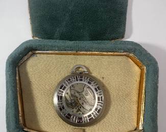 1920’s Tiffany & Co Platinum, Ruby & Diamond Pocket Watch 
High Grade German Haas Movement 
Watch is complete
winds, sets and runs for a few seconds but stops running so it needs to be serviced. 
40mm diameter 
Slim profile just 4mm wide 
Weight with movement 25.41g
