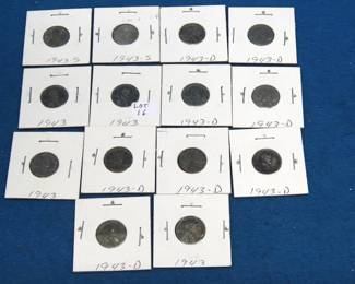 Lot 356. Fourteen 1943 and 1943 D Steel Pennies