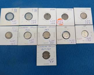 Lot 78. Eleven old silver Canadian dimes