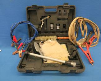 Lot 381. Two sets of jumper cables and a car wash kit