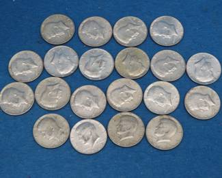Lot 277. Twenty 40% silver Kenney Half Dollar Coins