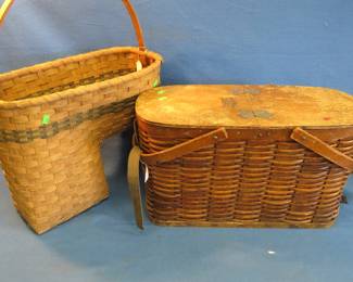 Lot 425. Vintage Hawkeye Refrigerator wicker picnic basket and a wicker step basket