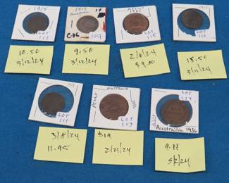 Lot 124. Foreign coins with some recent eBay sold amounts listed as seen in the photos