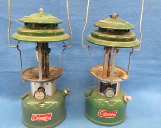 Lot 92. Two Coleman double-mantle lanterns. 1971 and 1982.  No globes.