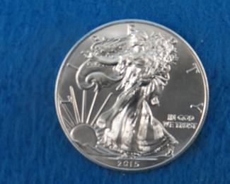 Lot 165. 2015 Silver Eagle with one oz. of .999 Fine Silver