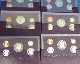 Lot 235. Six US Mint Proof Sets: 1985, 1987, 1990, 1991,1992, and 1993