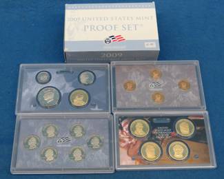 Lot 291. 2009 US Mint Proof Set WITH 6 Dist. of Columbia & Territories Quarters, 4 gold-plated Presidential Coins, 4 Lincoln 2009 Bicentennial Coins.