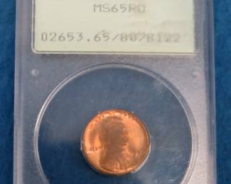 Lot 169. 1936 D Lincoln Penny graded MS65RD by PCGS
