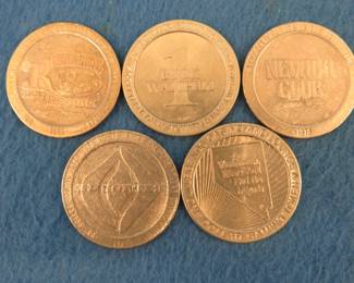 Lot 399. Five old casino tokens.  Many are from closed casinos.