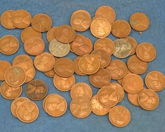 Lot 265. 50 Wheat Pennies including 1913, 1917, (2) 1919 S, (3) 1920 D and 1924