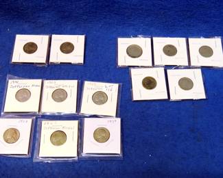 Lot 372. 13 nickels including 5 Liberty Head, 2 War Nickels and 6 misc. slabbed nickels.