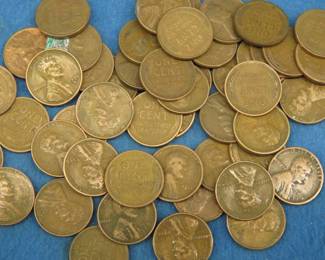 Lot 263. 50 Wheat Pennies including 1912, 1917 D, 1918 S, 1918 D, and 1924