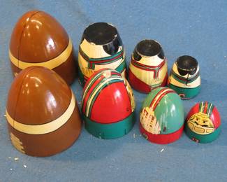 Lot 404. Nesting wooden footballs
