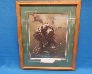Lot 248. Double-matted " American Water Spaniel Legacy" print by John C Green. Signed and numbered. 28" x 24"