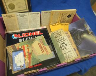 Lot 243. Vintage train timetables from Minneapolis Northfield & Southern and more, Rock Island Lines Employee handbook, and more