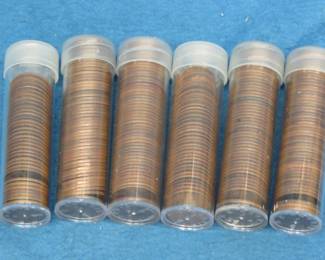 Lot 319. 5 1/2 tubes of Wheat Pennies unsorted by AAA (About 275).  Each tube was marked before consignment as follows: (2) 1930, 1935, 1936, 1937, and 1938.