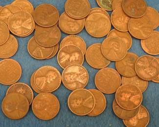 Lot 264. 50 Wheat Pennies including 1910, 1911, 1917 D, 1918 D, (2) 1919 S, and 1924